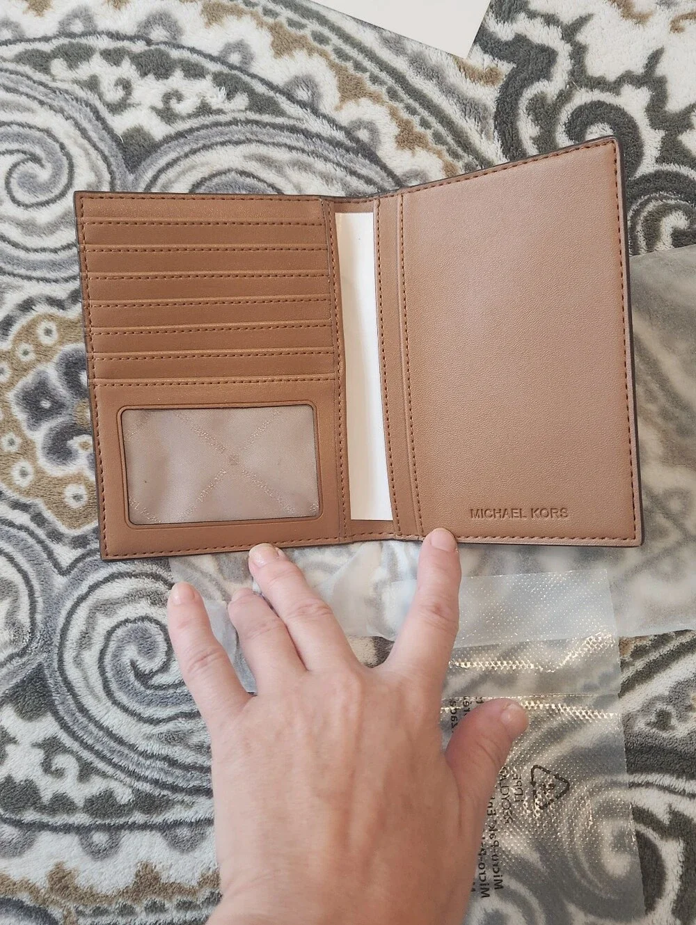 Michael Kors Dark Brown Textured Leather Card & Passport Holder